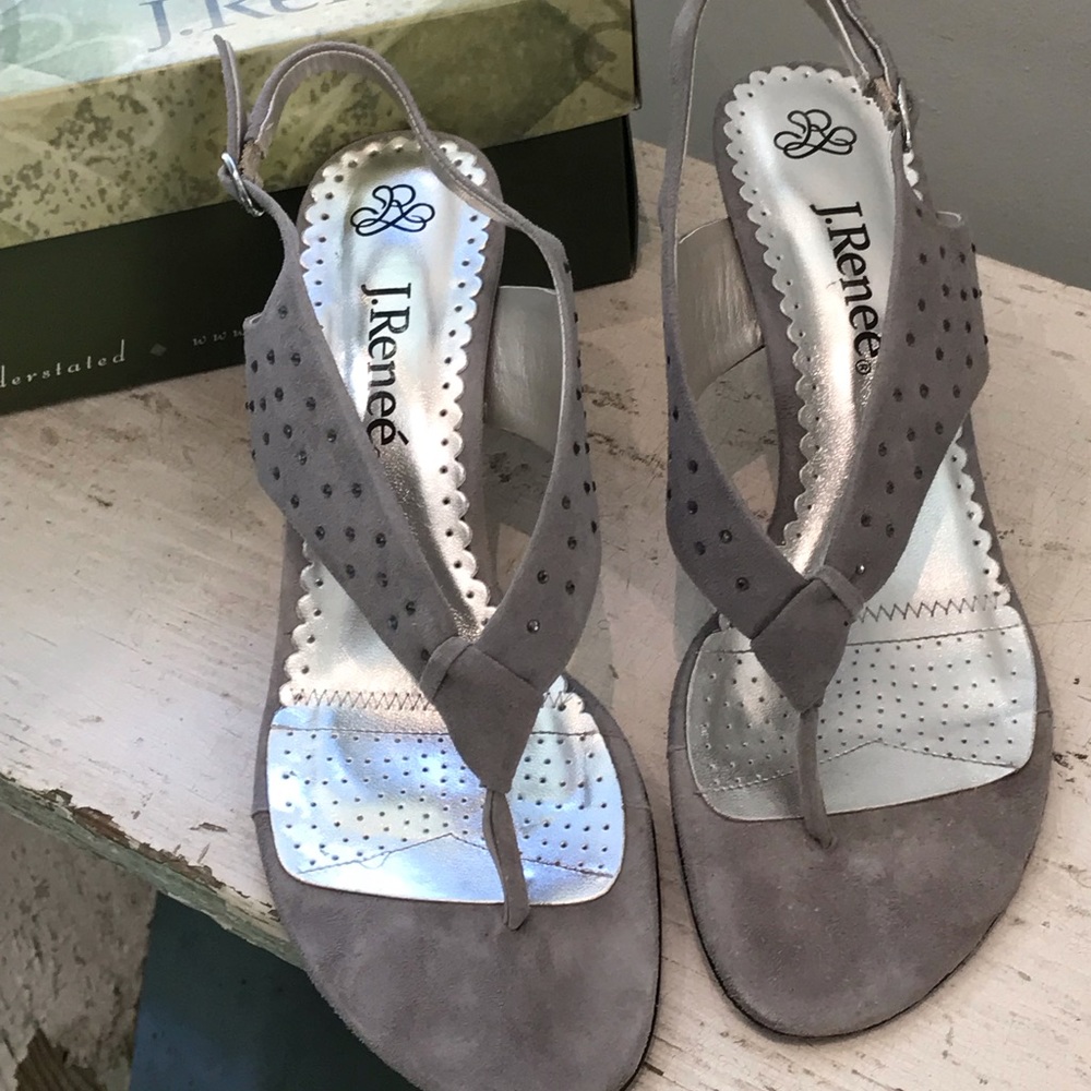 J Renée Gray Sued Shoes with Crystals